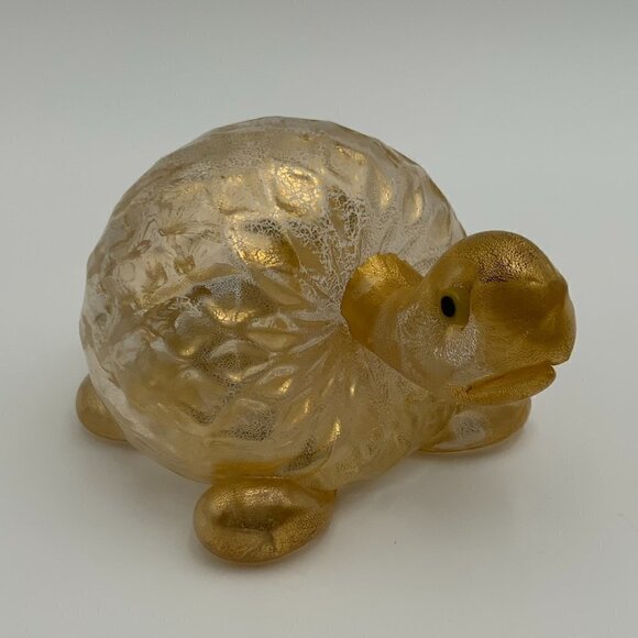 RARE Murano Art Glass Reptile Small Golden Burst Turtle, 6" Long x 4" Tall - Picture 6 of 9